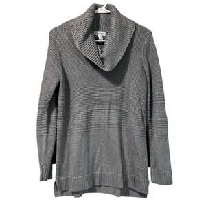 Calvin Klein Gray Ribbed Cowl Neck Sweater Size Large Holiday Career Winter City